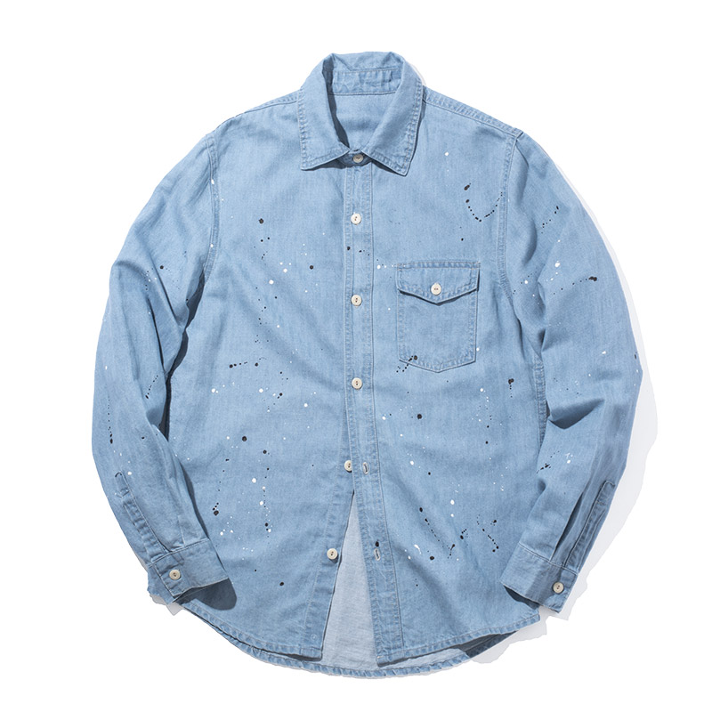 Long Sleeve Mens Splattered Ink Print Shirt - Stylish Casual Wear