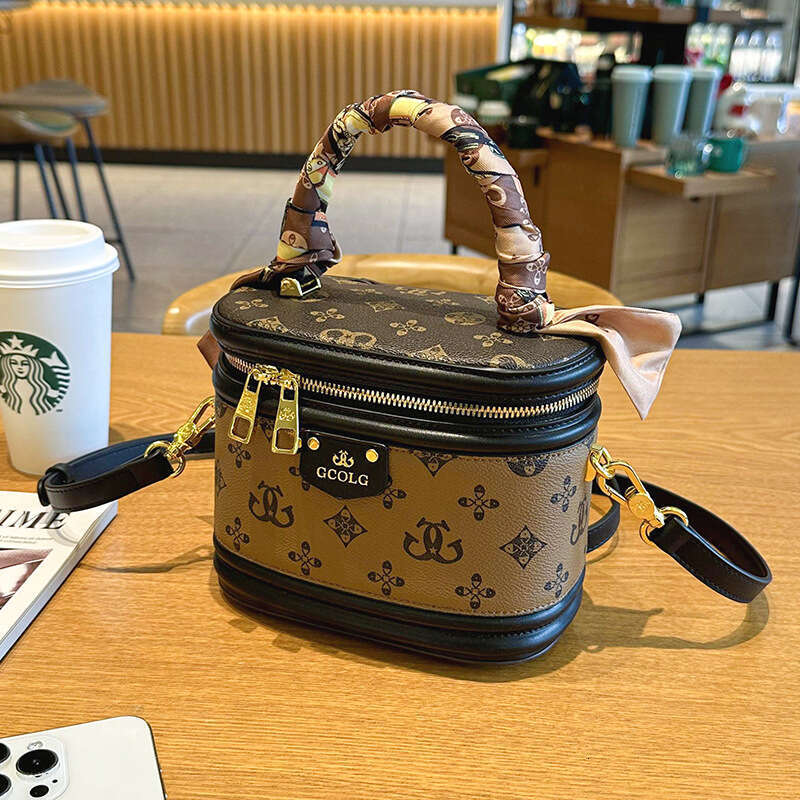DHessentials 2025 Luxury Monogram Bucket Bag - Genuine Leather Organizer Insert with Zipper Closure, Stylish Small Purse (600g)