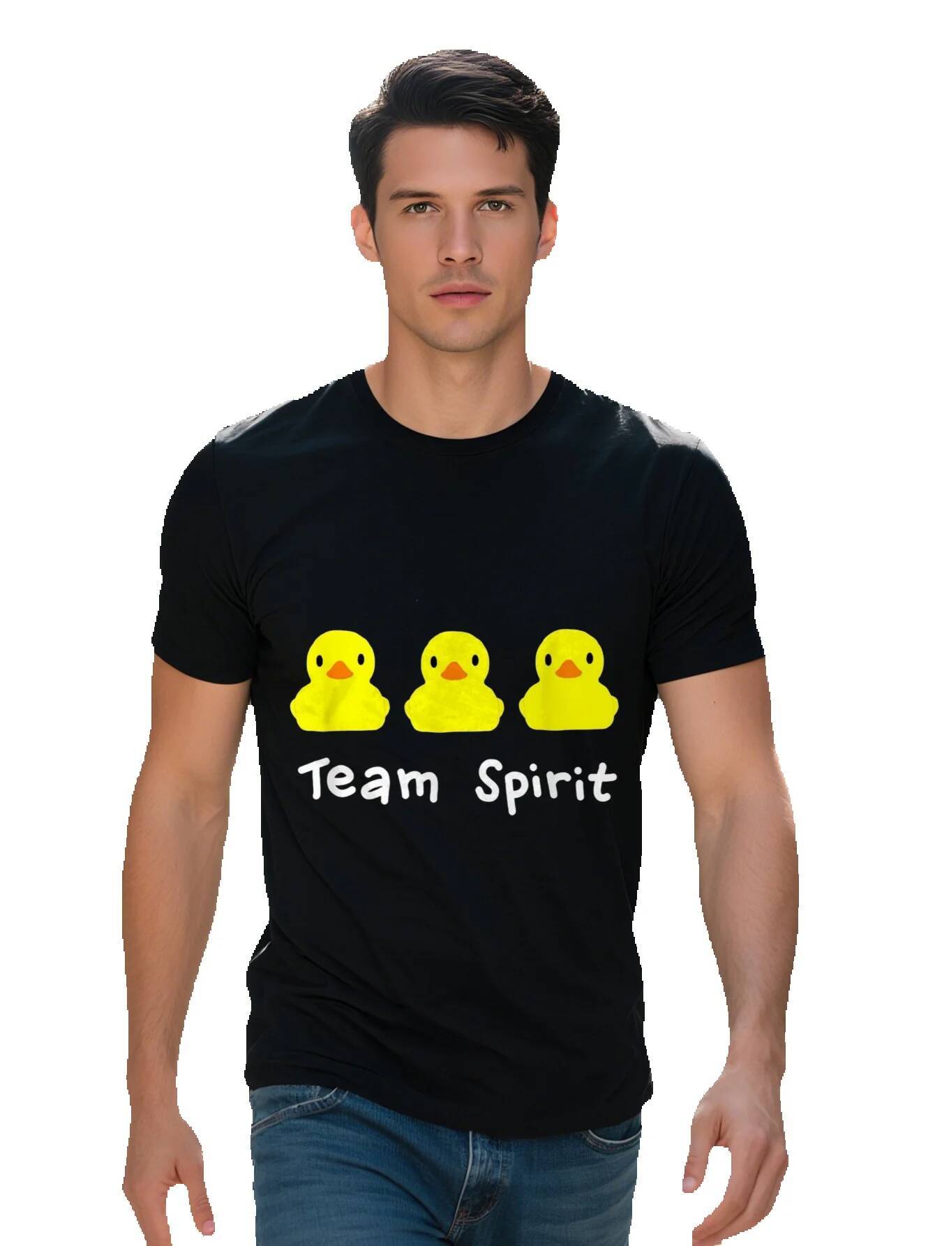 Men's T-shirt Cotton Team Spirit Three Yellow Rubber Ducky Ducks Graphic Print T Shirt 6bb41 59360