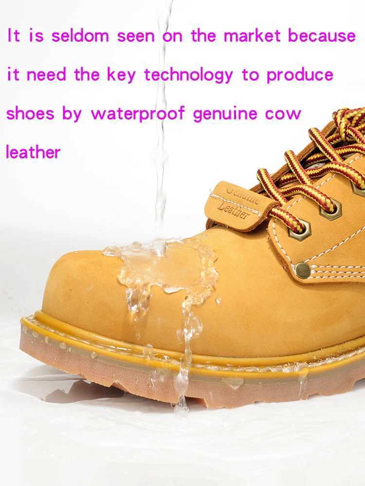 Men Boots Leather Shoes Men Popular Comfy Spring Autumn Shoes Working Ankle Boots Waterproof Shoes Lovers Shoes Yellow Boots W250811