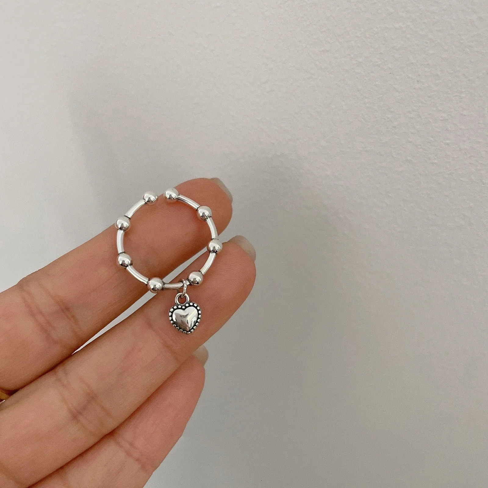 VIVILADY 925 Sterling Silver Irregularly Pleated Heart Opening Ring for Women Minimalist Fashion Fine Jewelry Drop 250805