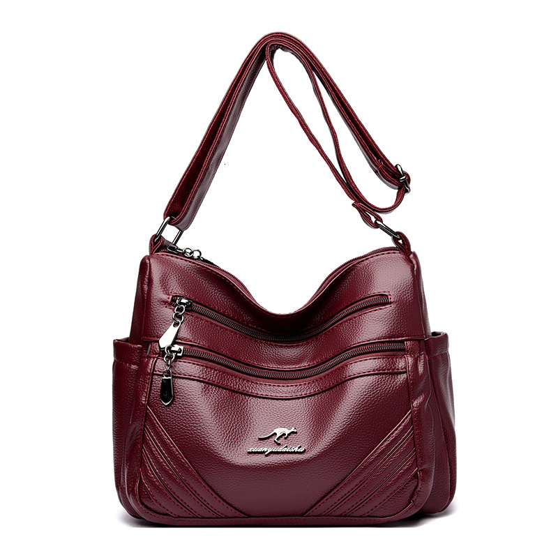 Soft Leather for Women 2025 New Multi-layer Large Capacity Middle-aged Mom Simple Versatile Shoulder Crossbody Bag ddmymoon