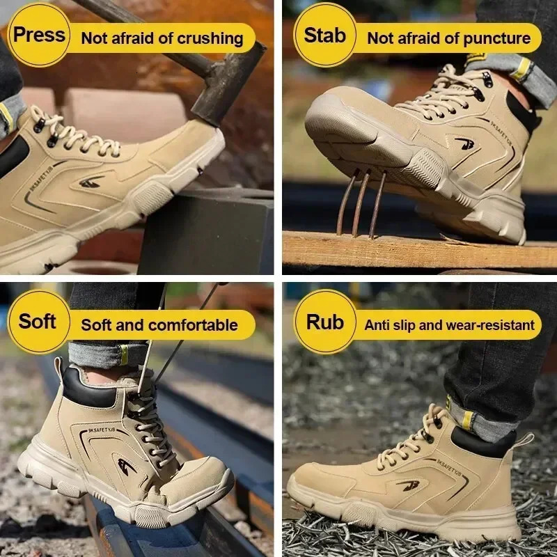 Mens Work Boots Safety Shoes Work Protective Shoes Mens Safety Shoes Anti-smash Puncture Shoes Sneakers Steel Toe Shoes 250805