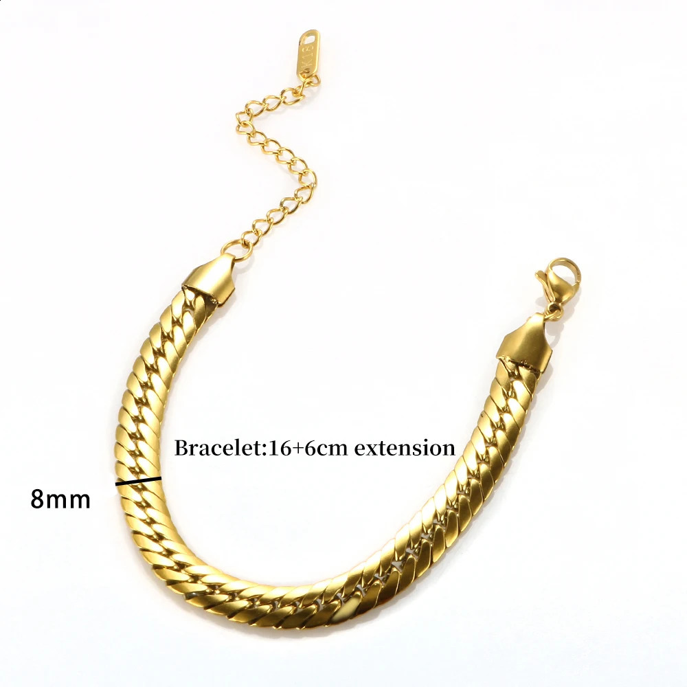 Waterproof Stainless Steel High Polished Gold Plated Twisted Snake Chain Bracelet for Women Men Trendy Jewelry Gift 250807