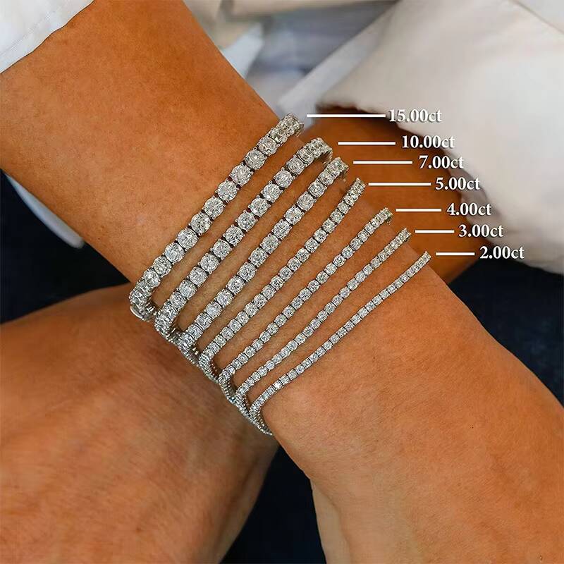 S925 pure silver moissanite tennis bracelet European and American fashion versatile ins wind high-end sense sparkling jewelry