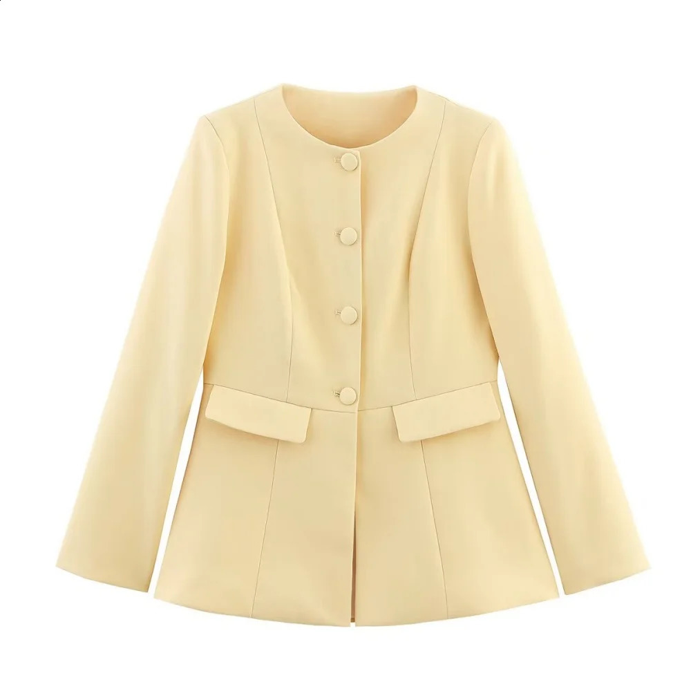 UNIZERA womens buckle round neck fashionable slim fit jacket for spring and summer casual womens clothing 250804