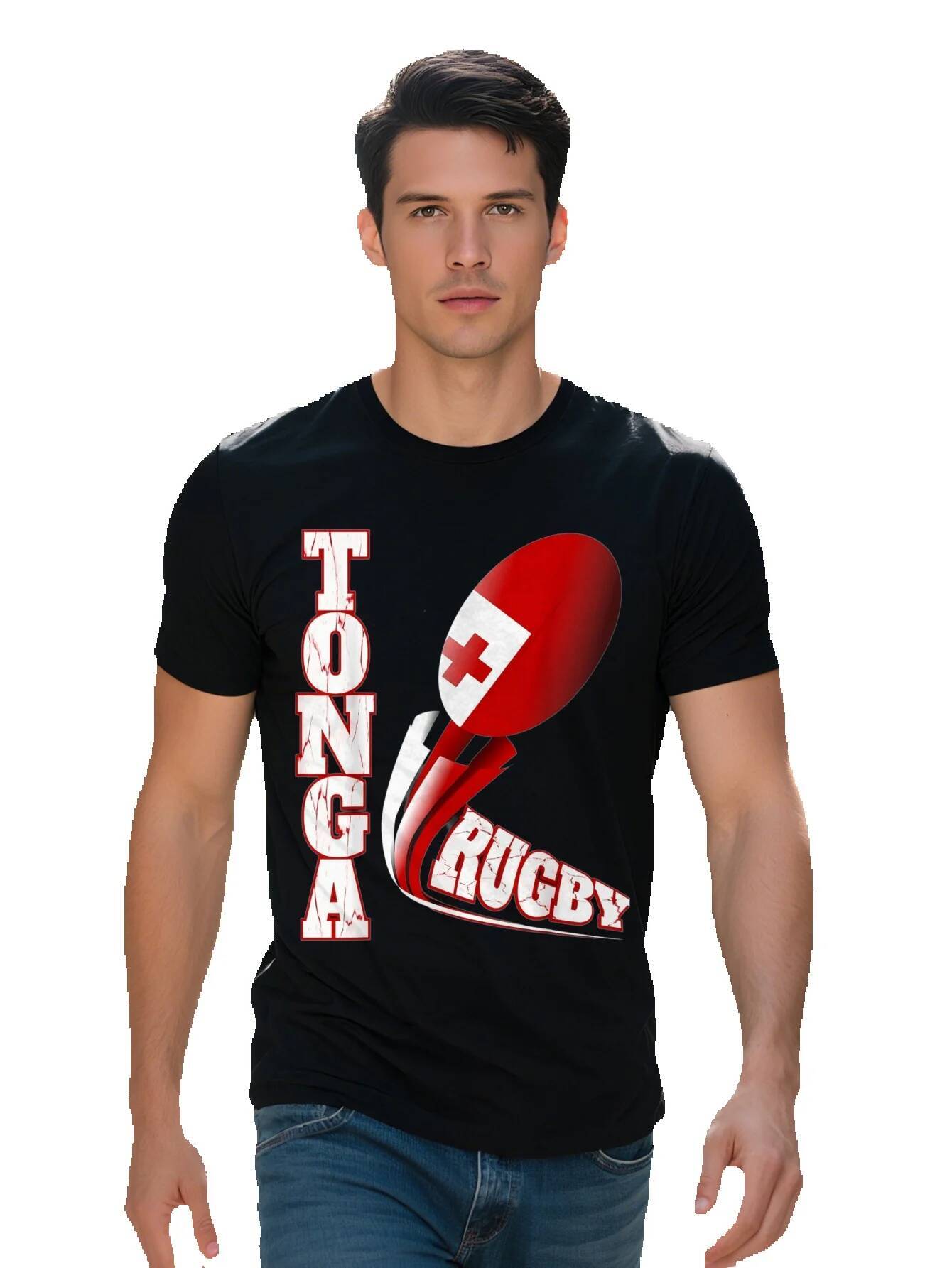 Rugby Fan Distressed Marbled Text Graphic T Shirt b9dc2