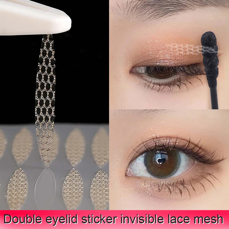 Lace Double Eyelid Tape Invisible Natural Water-adhesive Double Eyelid Stickers For Hooded Droopy Uneven Small Eyes Makeup Tools 250807