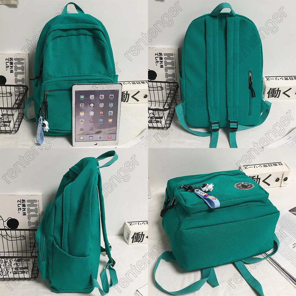 Girl Solid Color Fashion School Bag College Student Women Backpack Trendy Travel Lady Laptop Cute Green Female 250811