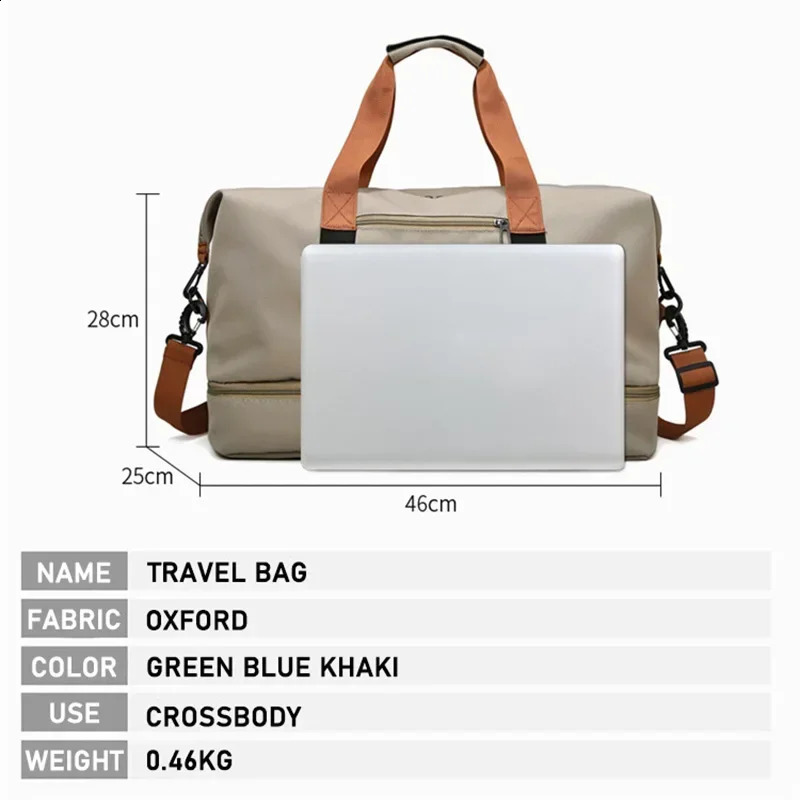Fashion Travel Bags For Women Large Capacity Mens Sports bag Waterproof Female Messenger Bag Dry And Wet Drop 250805