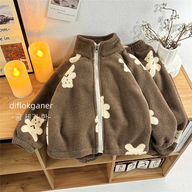 Kids Thick Pajama Sets Winter Plush Warm Suits Girls Boys Fleece Long Sleeve Home Wear Outfits Children Clothes 1-10Y Z250811
