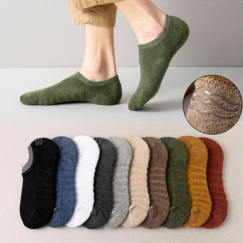 5 Pairs Men Short Socks Cotton High Quality Crew Ankle Casual Soft LowCut NonSlip Breathable Summer Autumn Sock for Male 250805