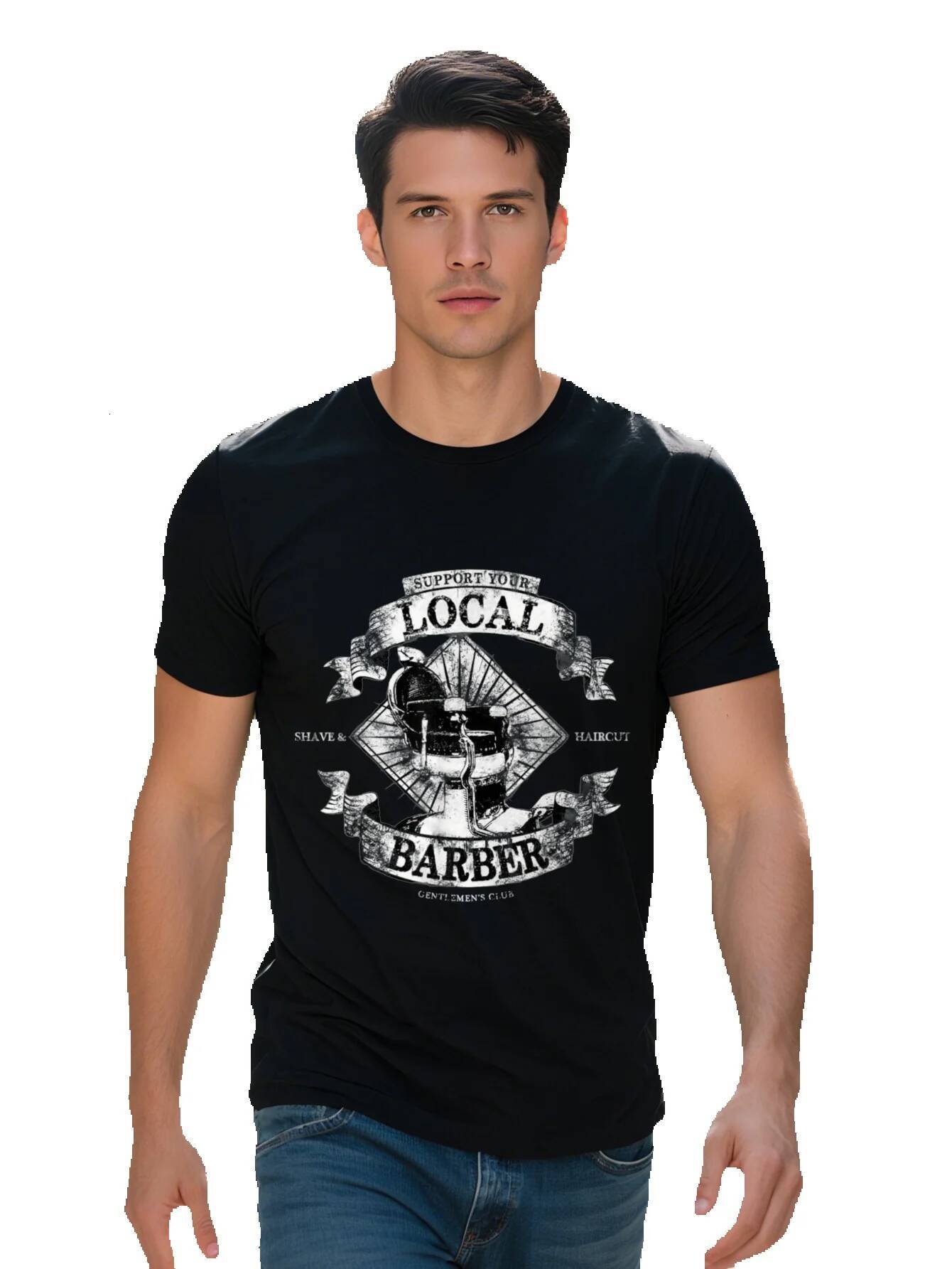 Men S T-shirt g Cotton Support Your Local Proud Barber Vintage Distressed T Shirt ecccd