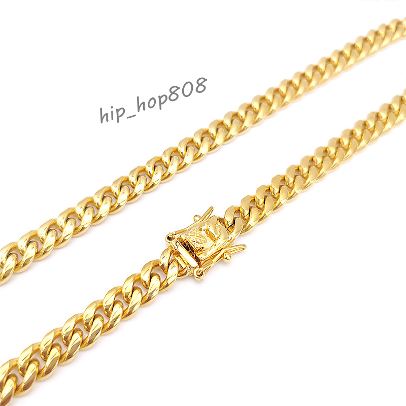 10mm 12mm 14mm Stainless Steel Thick Gold Cuban Link Chain Necklace Bold Hip-Hop Jewelry for Men