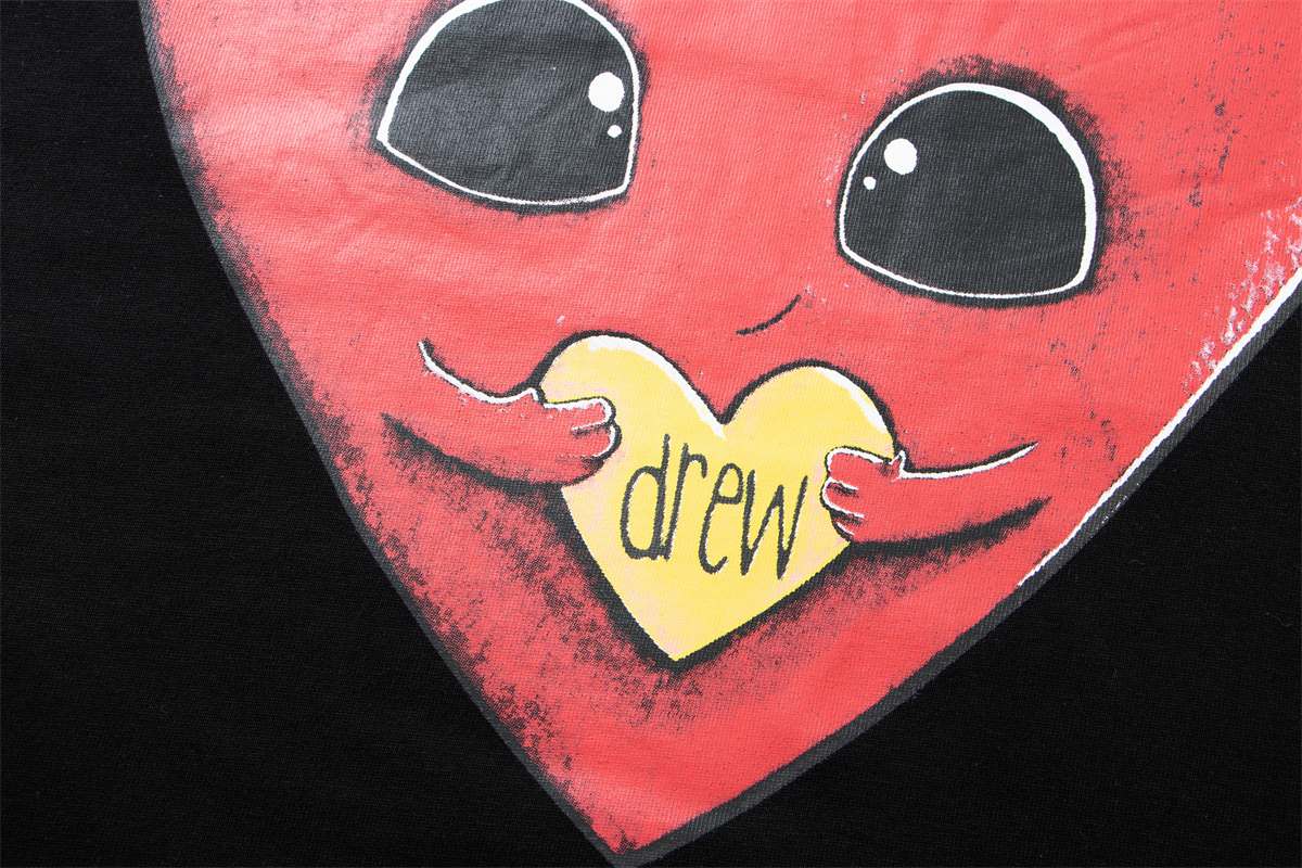 Drew House Designer luxury T shirt men's and women's T-Shirts Red love print