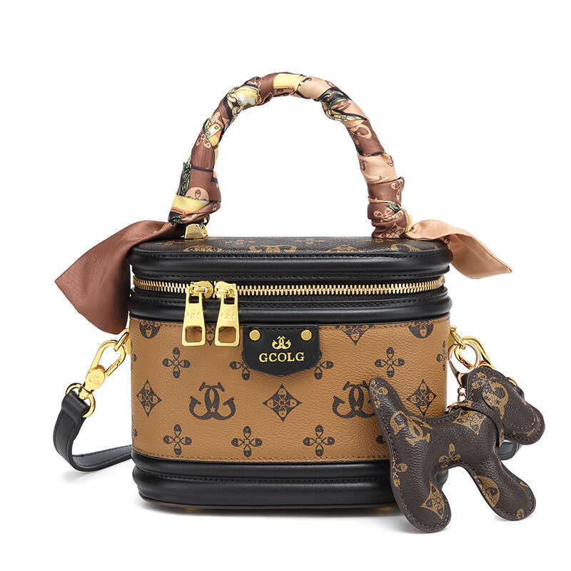 DHessentials 2025 Luxury Monogram Bucket Bag - Genuine Leather Organizer Insert with Zipper Closure, Stylish Small Purse (600g)