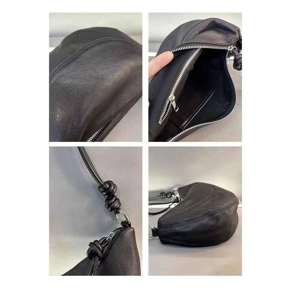 New High-end Soft Lambskin /matte Suede Leather Half Moon Pea Shape Saddle Green Coffee Women Shoulder Crossbody Bag