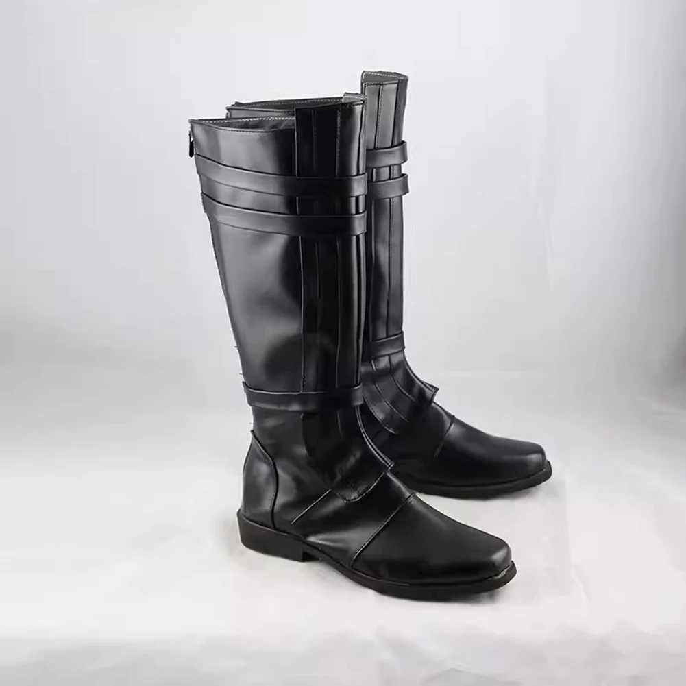 New Fashion Adult Mens Force Knight Black Pu Martin Leather Boots Halloween Festival Party Masquerade Stage Role Playing Shoes W250811