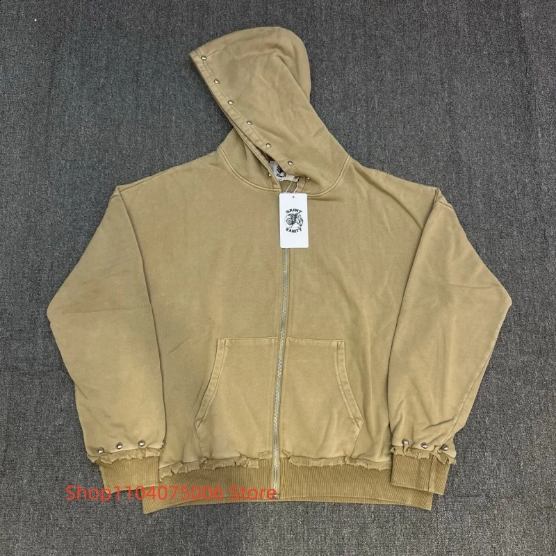 Mens SAINT VANITY Printed Zip Hoodie Sweatshirt Street Fashion Casual Wear 250801