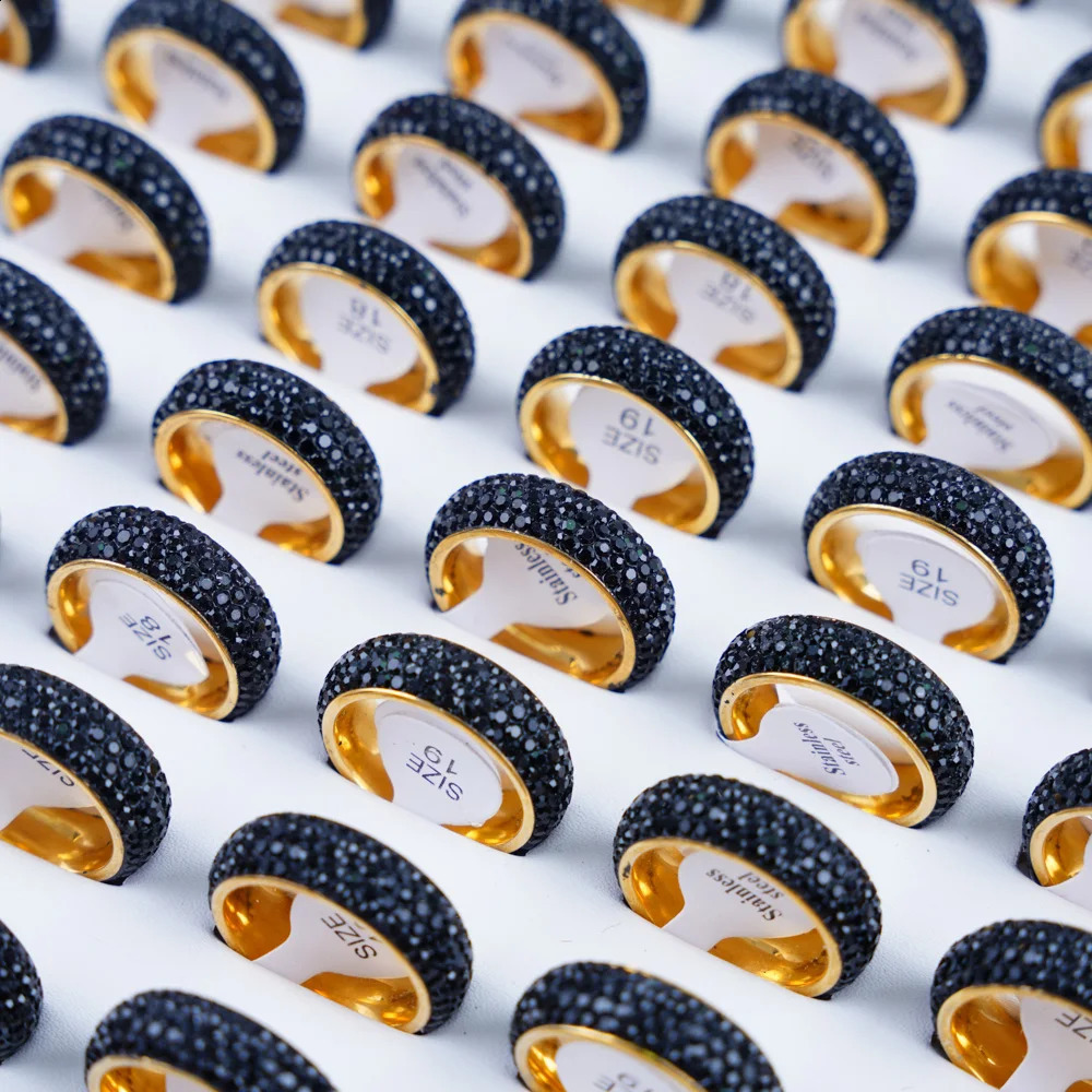 20pcs/Lot Fashion Multi Layer Rhinestone Stainless Steel Rings For Women Men Mix Color Party Gifts Jewelry 250807