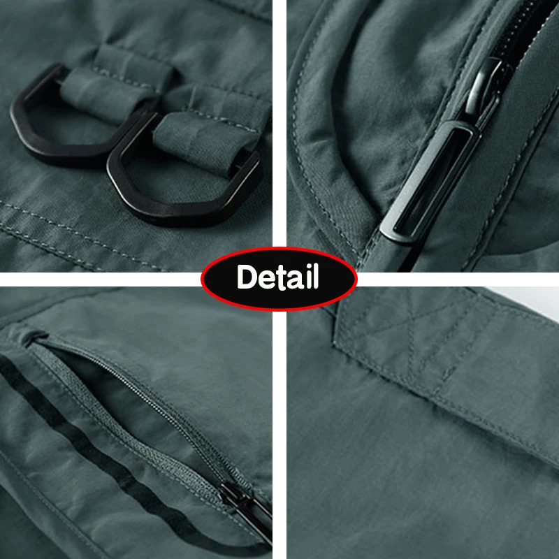 Men Spring Sleeveless Many Pocket Stand Collar Vest Jackets Solid Color Outdoors Fishing Cargo Casual Male 250809