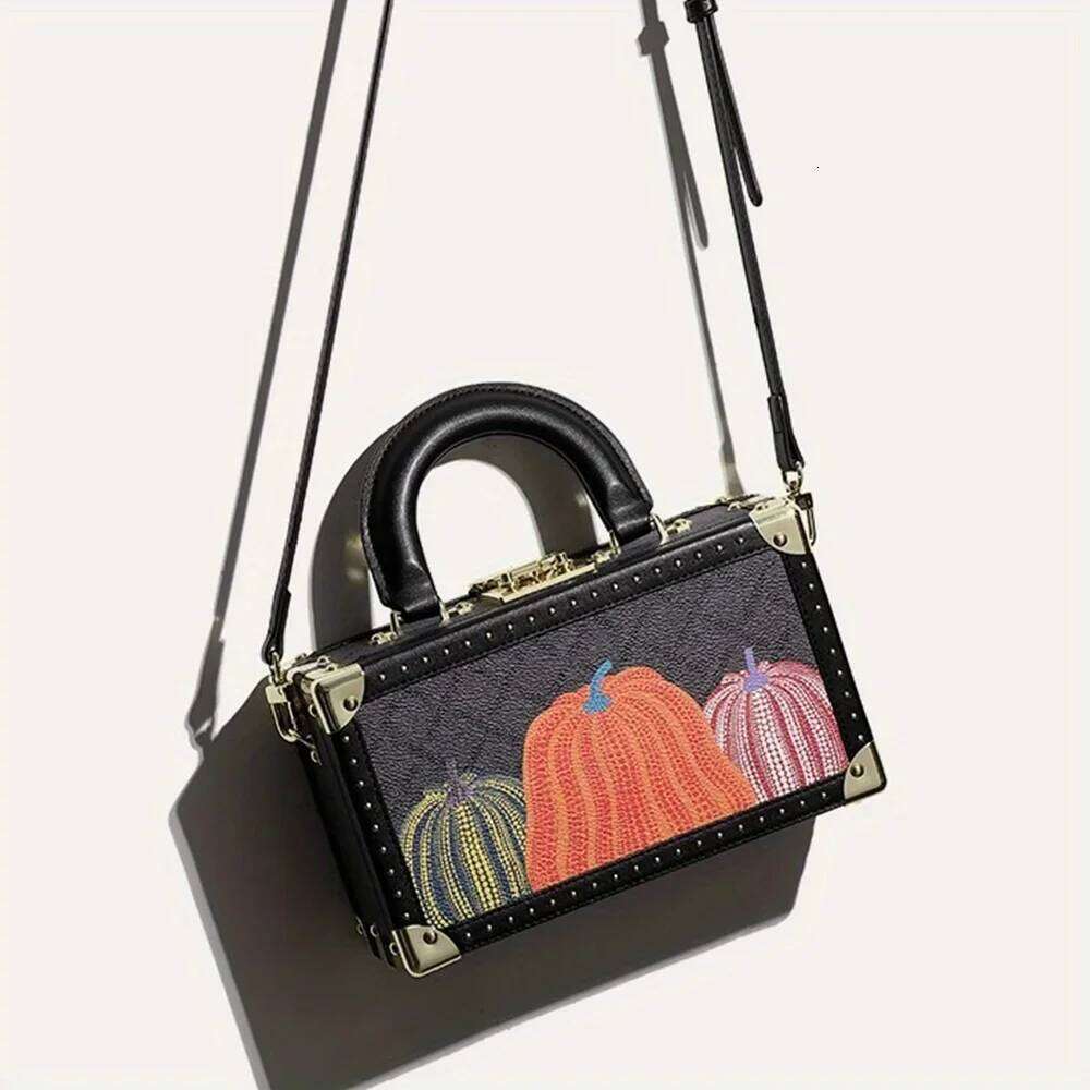 Fashion Pumpkin Printed Box 2025 New Handheld Women's European and American Trendy Single Shoulder Crossbody Bag