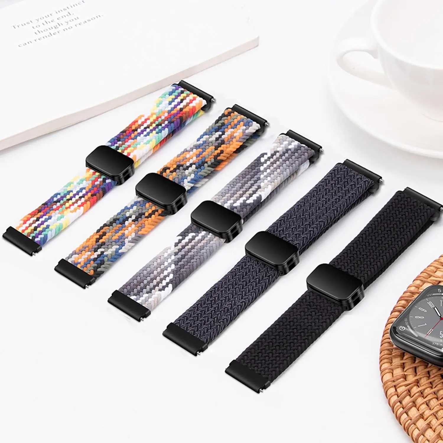 22mm Nylon Weave Magnetic Buckle Band for OnePlus Watch 3 2 2R Men Women Soft Adjustable Bracelet for OnePlus Watch 3 2 2R 22mm W250811