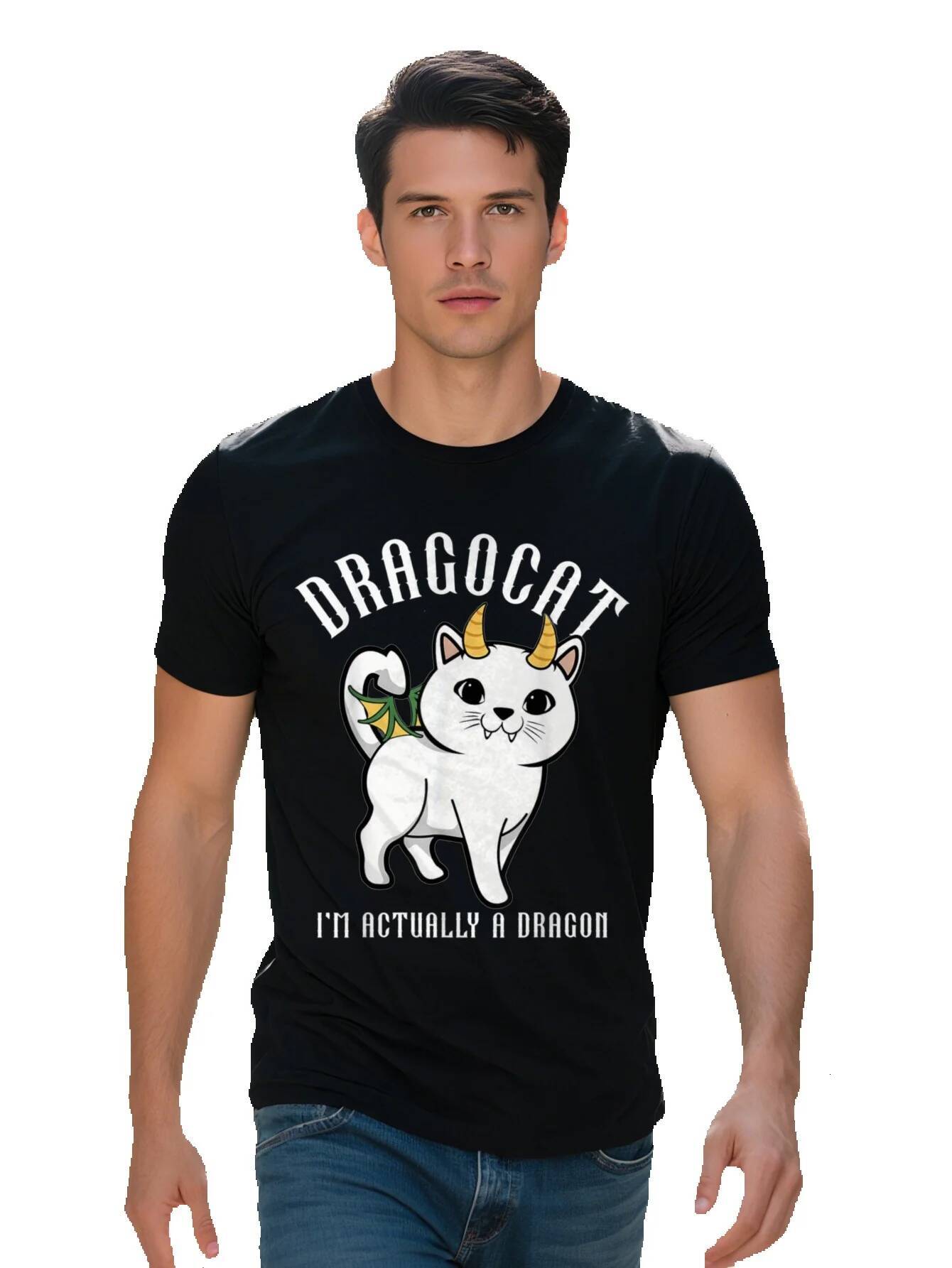 Men S T-shirt g Cotton Funny Japanese Monster Dragon Cat Gift Design T Shirt 2e09b d0529