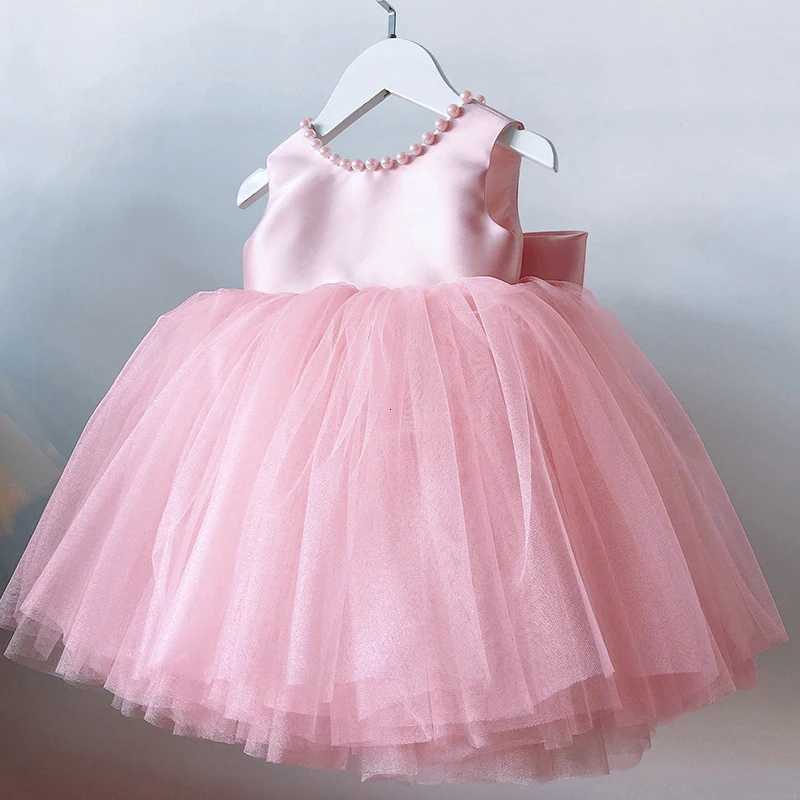 Toddler Girls 1st Birthday Clothes Backless Bow Cute Baby Baptism Gown Kids Wedding Party Elegant Princess Dress for Girls Dress W250811