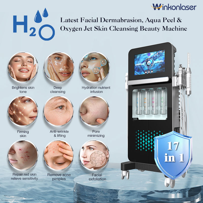 Skin Tightening Wrinkle Removal Machine 17 IN 1 Beauty RF Equipment Face Cleansing Improve Blackheads Water Peel Aqua