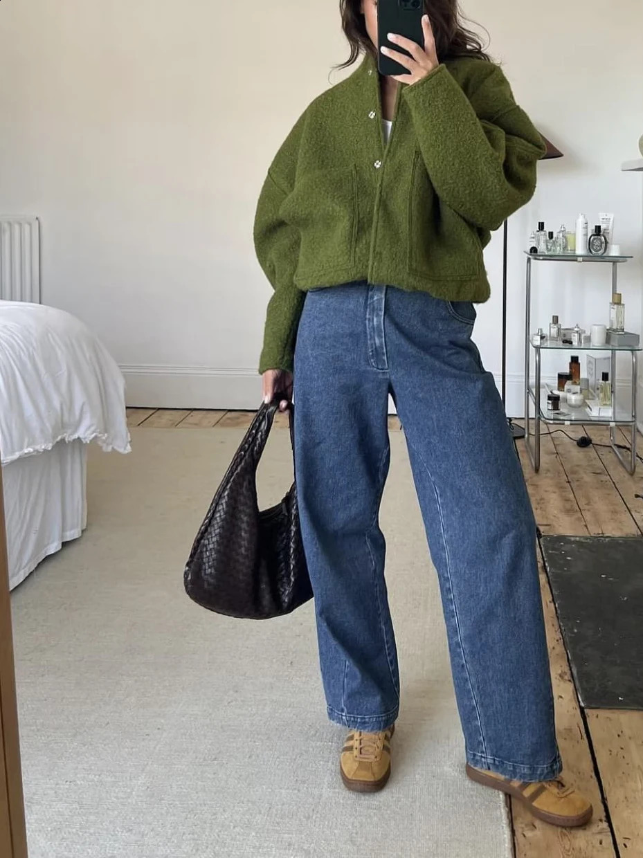 Woman Fashion Loose Gray Warm Baseball Jacket Spring Casual Oversized Bomber Jacket Girls Vintage Thick Warm Outwear 250805