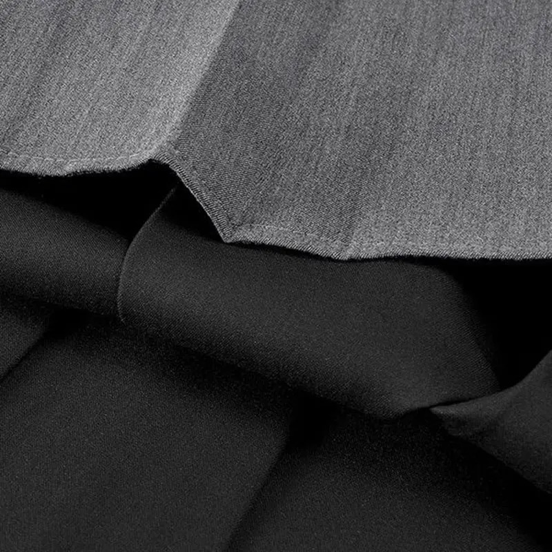 Gray Solid Folds Office Lady Casual High Waist A-line Loose Womens Skirt Mid-Calf Long Skirts For Women Clothing Fashion 250811