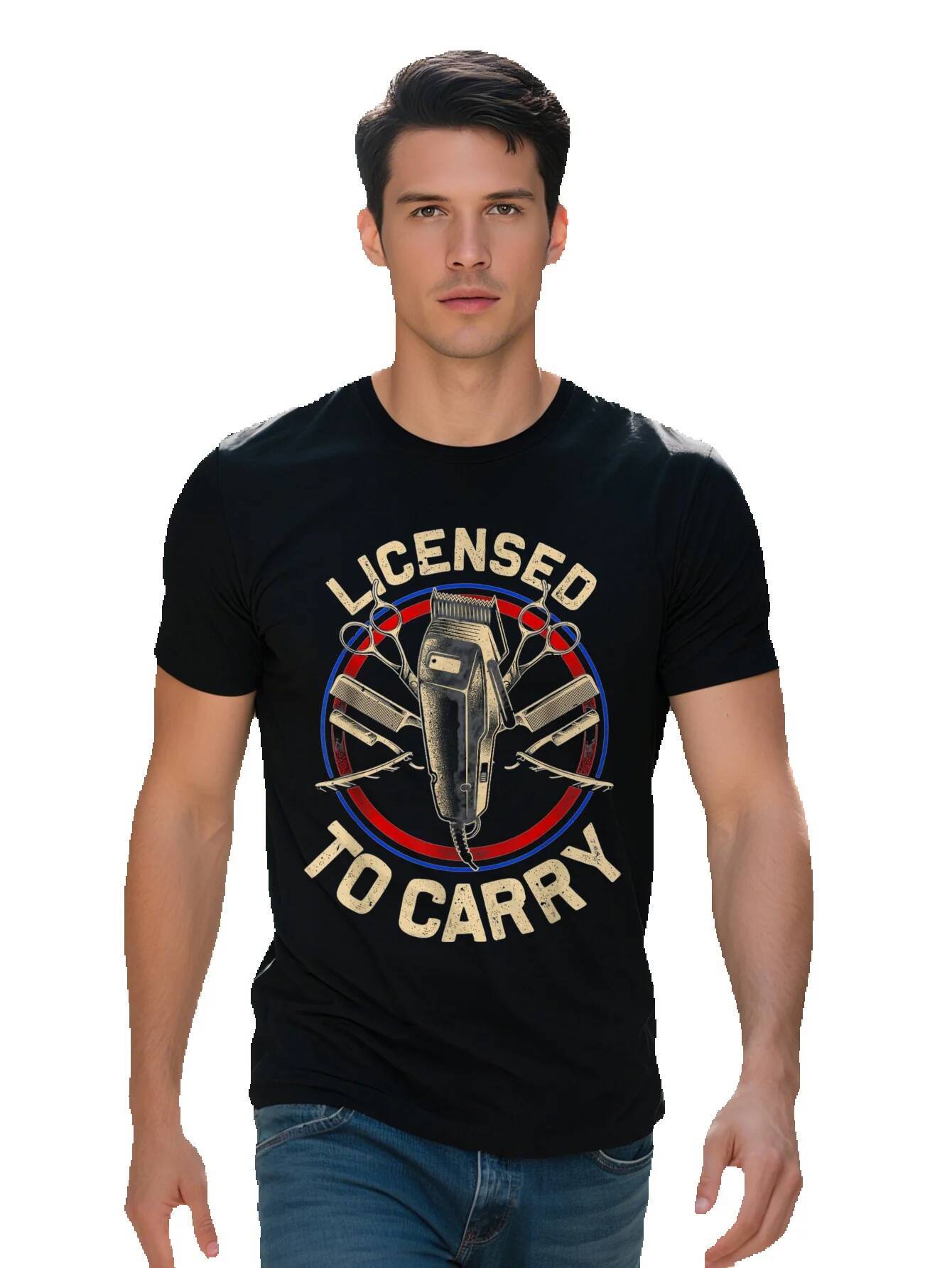 Funny Barber Designs For Men Dad Hairstyling Stylist Tools T-Shirt