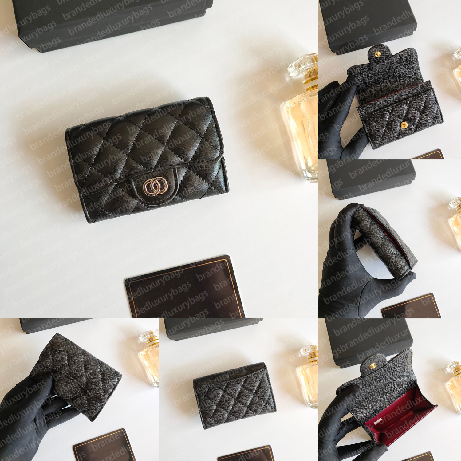 Designer Wallet Classic Caviar Wallet Card Holder Lambskin Classic Flap Mini Luxury Women's Coin Purse Passport Holder Multifunctional Coin Purse Unisex Wholesale