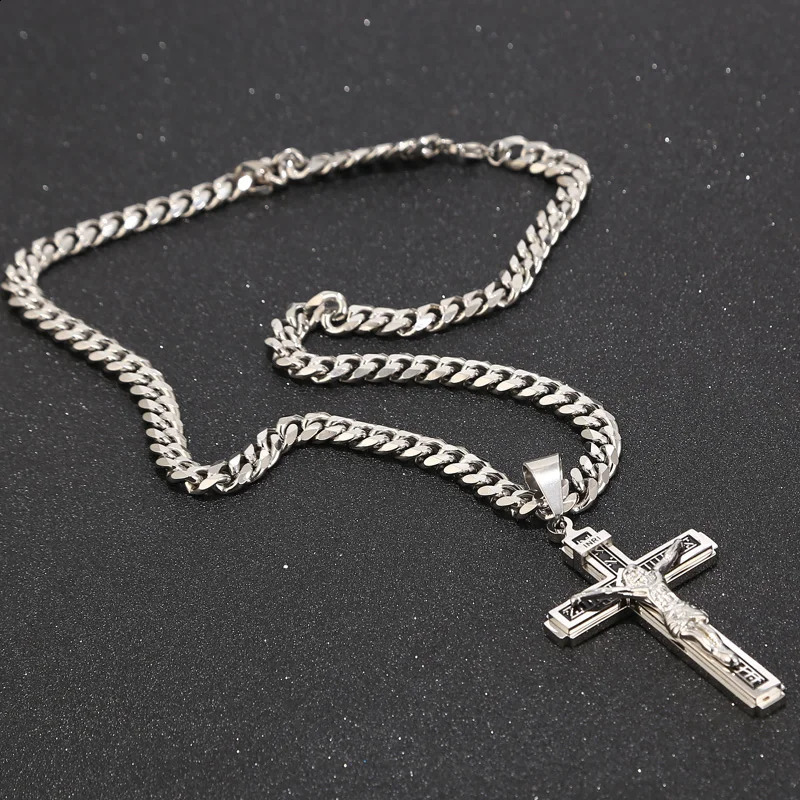 Stainless Steel Crucifix Jesus Cross Necklace Pendant Multilayer Jesus Christ Crucifix Necklaces with 24 Chain Top Quality 250805