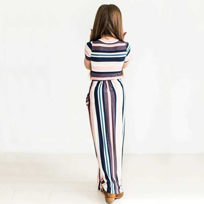 Baby Girl Striped Print Long Dress Toddler Girls Bohemian Flower Dress Kids Casual Clothes Polyester Soft Summer Beachwear Dress W250811