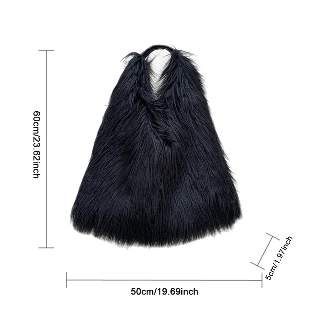 Women Fluffy Shoulder Bag Hasp Fuzzy Tote Handbag Casual Faux Fur Versatile Large Capacity Fall Winter Soft 250811