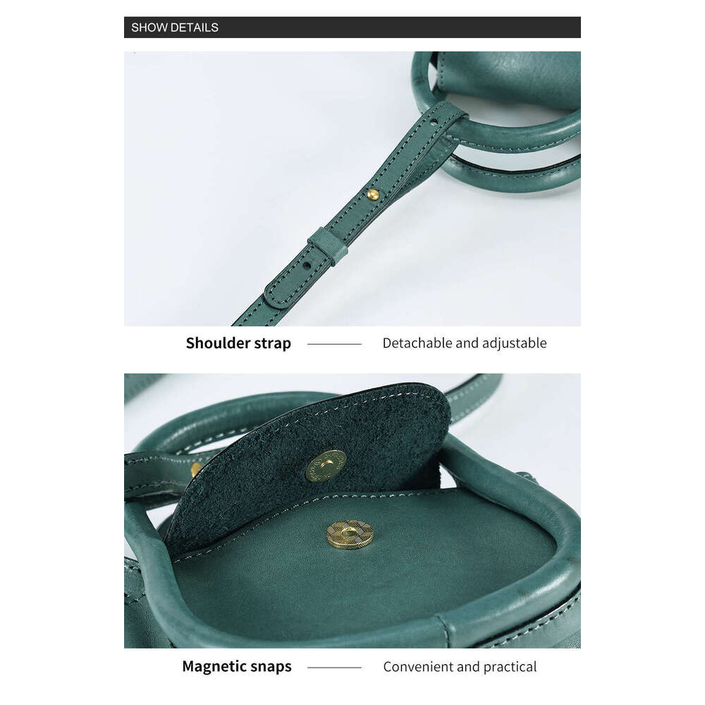 DHessentials New Genuine Leather Mini Handbag - Korean Style Top Grain Crossbody Purse for Women, Blue Shell Bag (20x15cm, 300g)