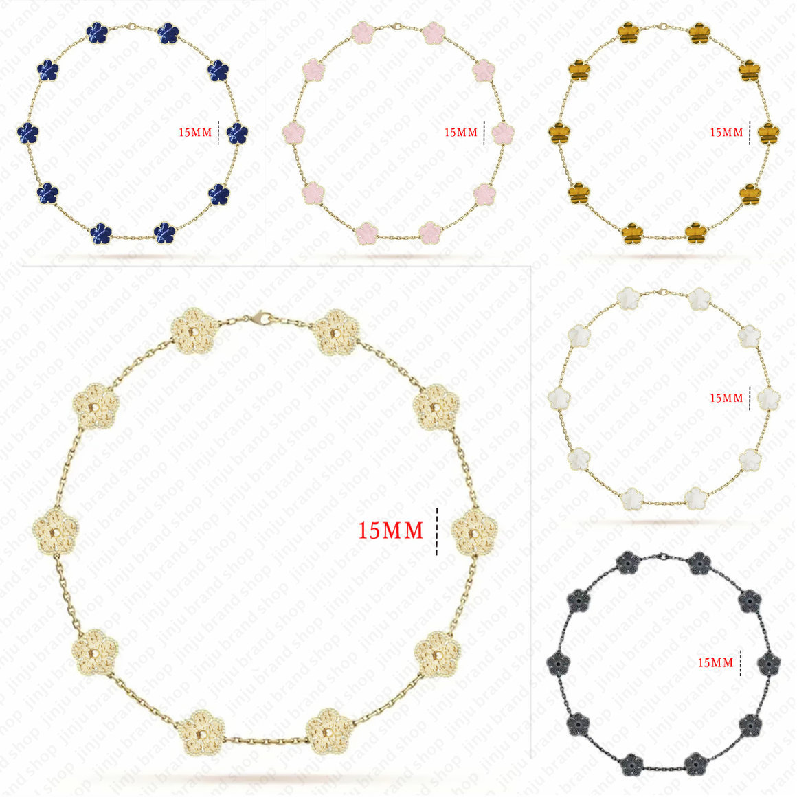 luxury necklace gold jewelry designer necklace for woman Y2K 15mm clover necklaces fashion style 10 motif luxury diamond necklace designer butterfly necklace gift