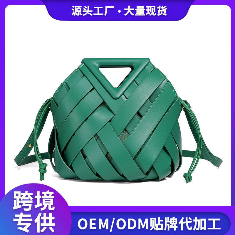 Large Capacity BV New Style Basket Triangle Magnetic Buckle Handwoven Hollow Out Women's Handheld Crossbody Bag