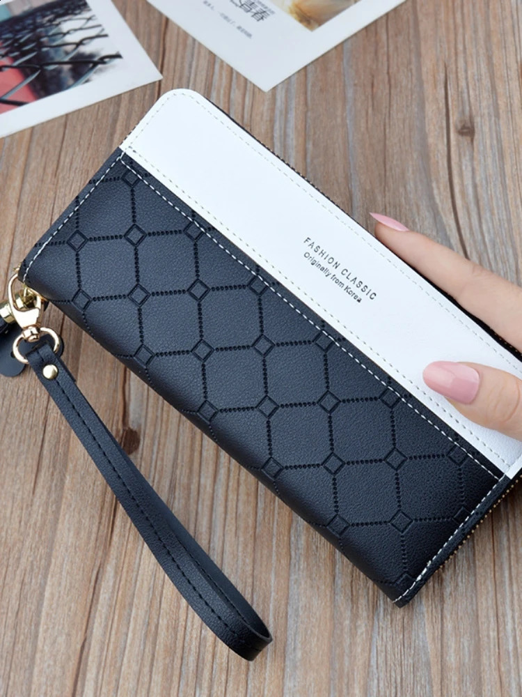Clutch Bag Ladies Wallet Female Long Zipper Tassel Splicing Embossed Large Capacity Money Clip Mobile Phone Bag 250809