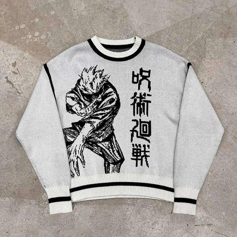New Autumn And Winter Season Pullover Knitted Sweater Anime Pattern Top News Fashion Trend Haruku Street Style Y2k Clothing