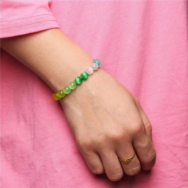 7 Chakra Bracelet Multicolor Cat Eye Bracelets Rainbow Reiki Healing Natural Stone Bracelets For Women Men Fashion Jewelry Gift 250805
