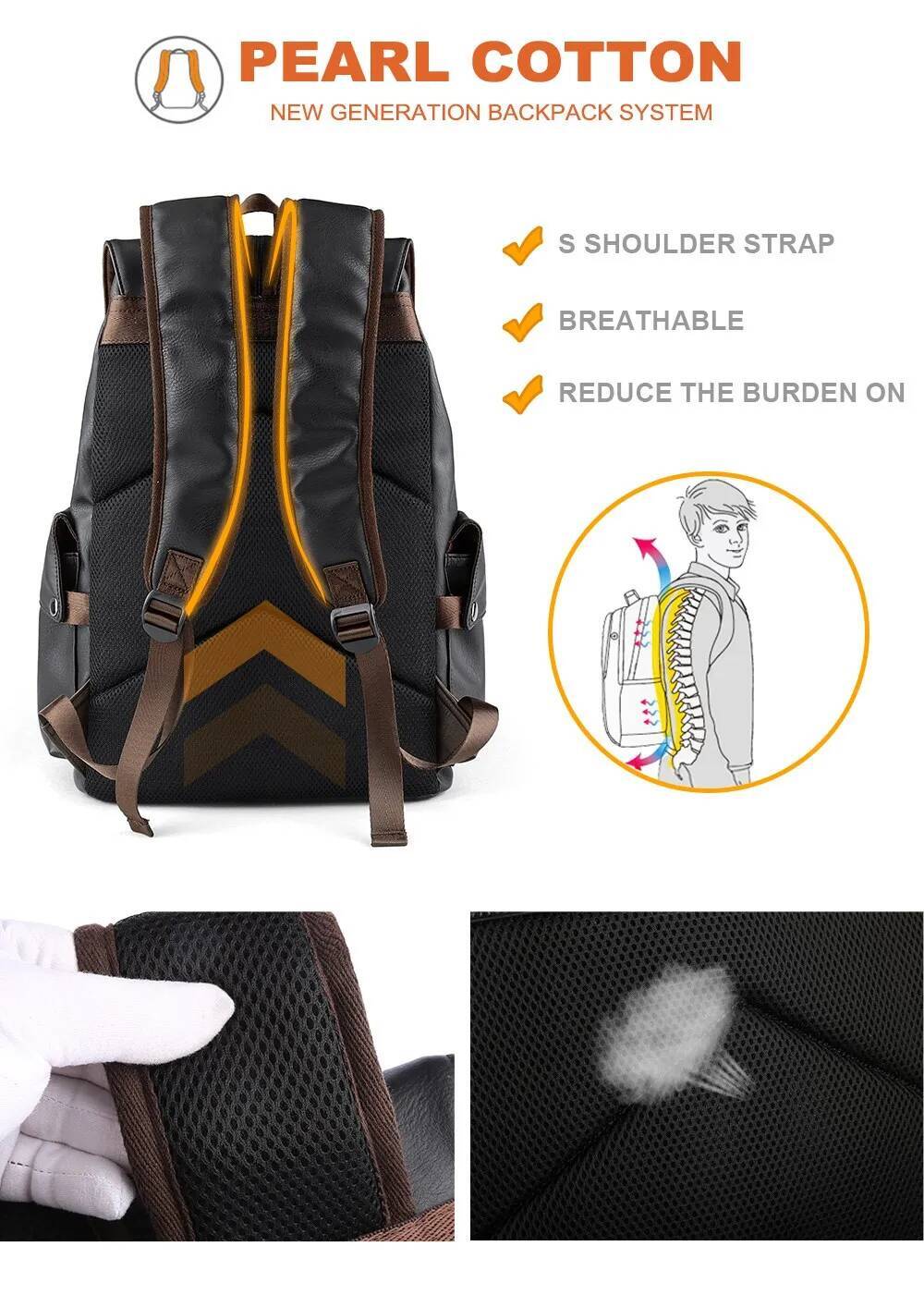 Lether Men Vintage For Teenager Laptop PC Portable Bags Designer Boys Travel Backpack Thin School Mochila high-quality