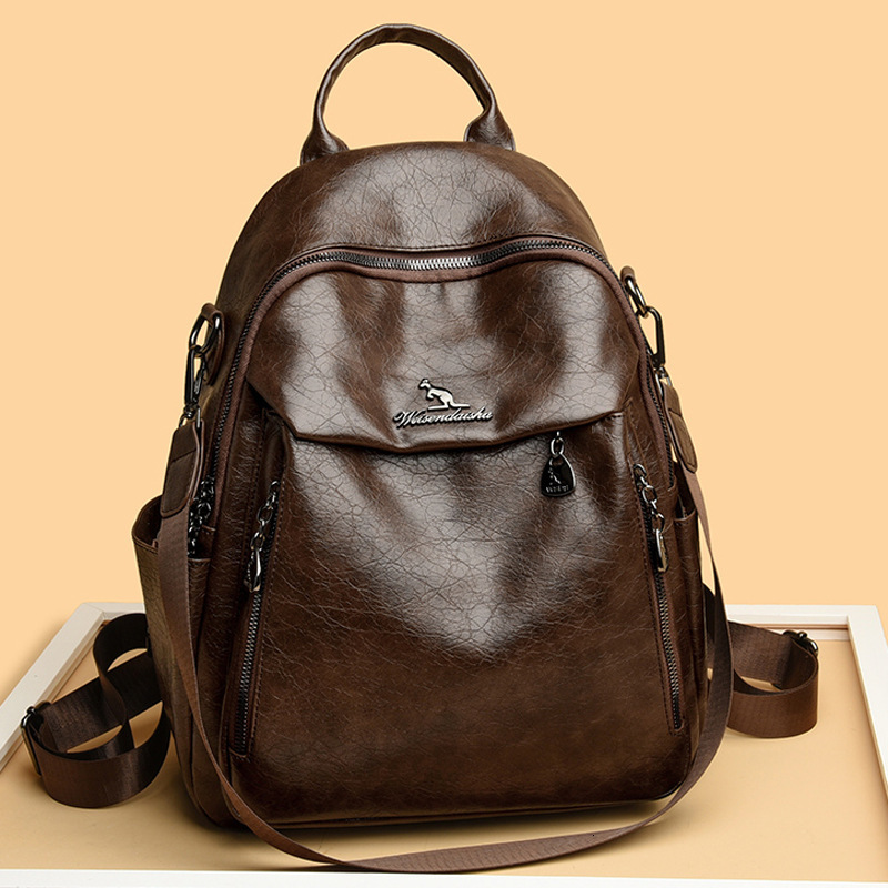 Soft Leather Women 2025 New Casual Multi-Functional Travel Backpack Large Capacity Commuting School Bag ddmymoon