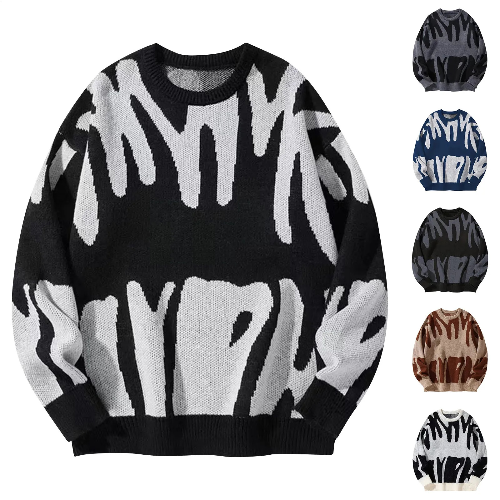 Unisex Sweaters Pullovers Autumn And Winter Fashion Abstract Letter Jacquard Sweater With Warm And Thick Contrast Color Knit 250811