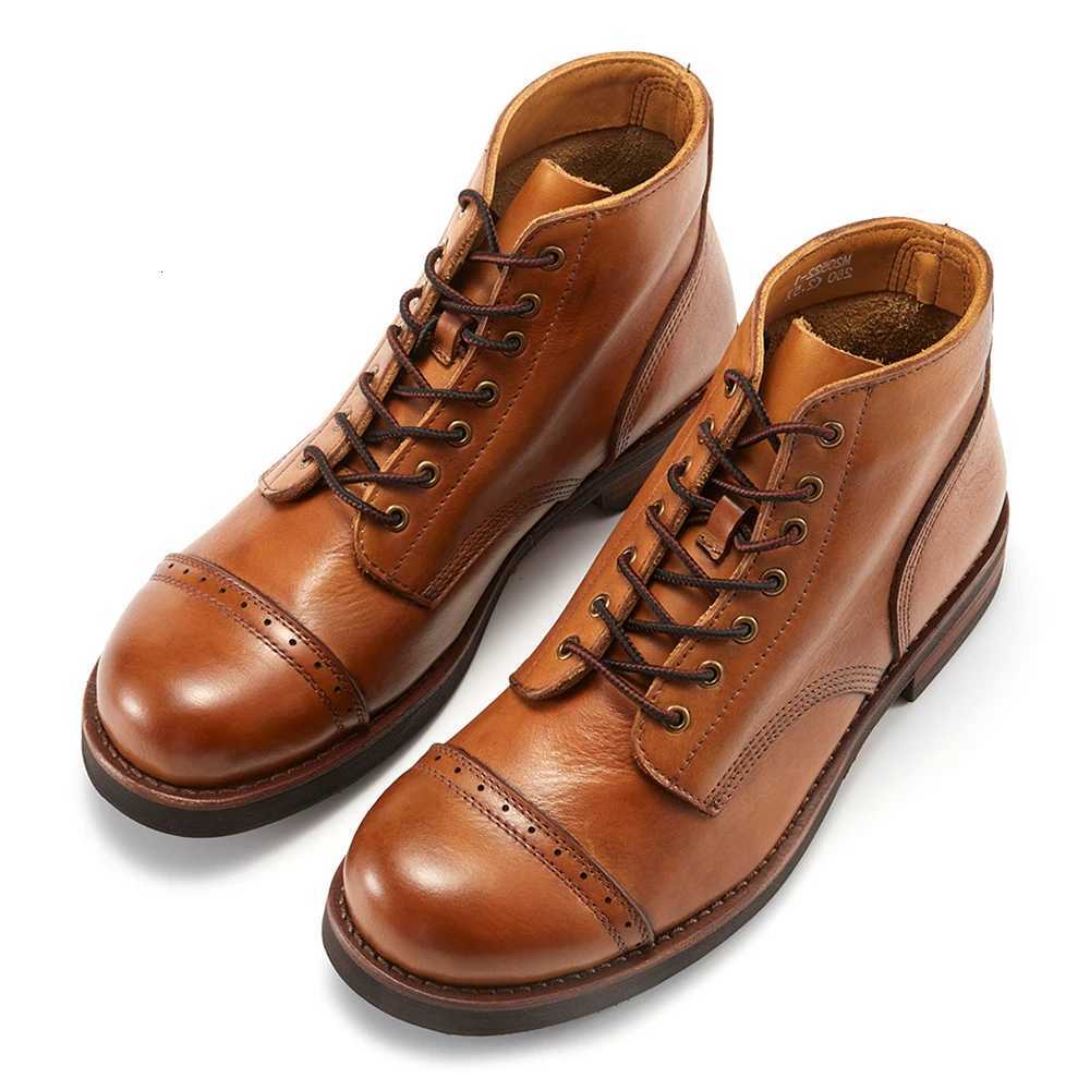 2024 Luxury Classy Handmade Precision Stitch Wear-Resistant Casual Boots Men Genuine Leather Shoes Combat Boots W250811