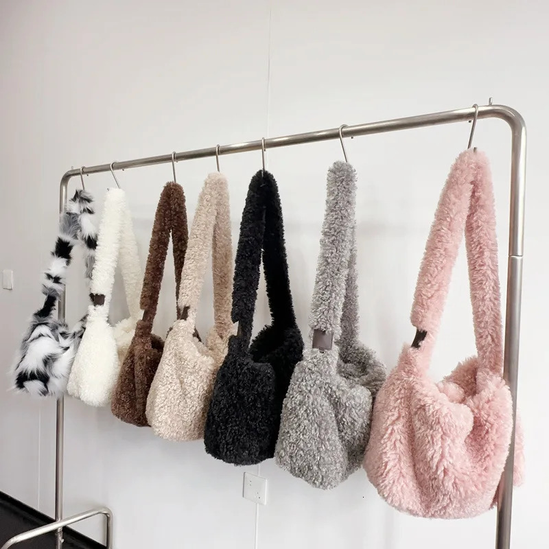 Fashion Winter Womens Soft Plush Shoulder Bags Faux Lamb Wool Ladies Crossbody Bag Large Capacity Female Furry Tote Handbags 250811