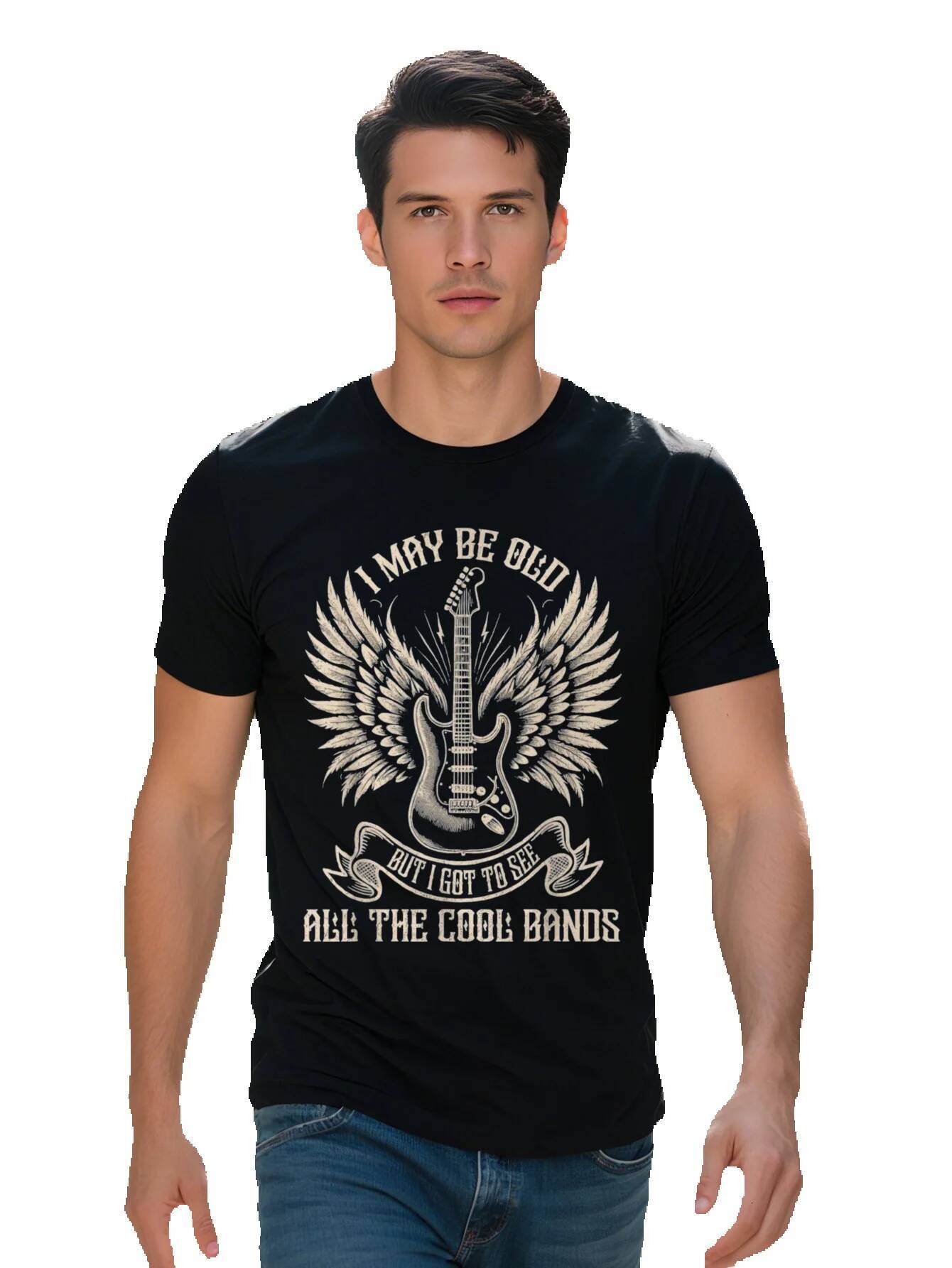 Men S T-shirt g Cotton May Be Old But I Got To See All The Cool Bands s Guitar T Shirt dca62 451df