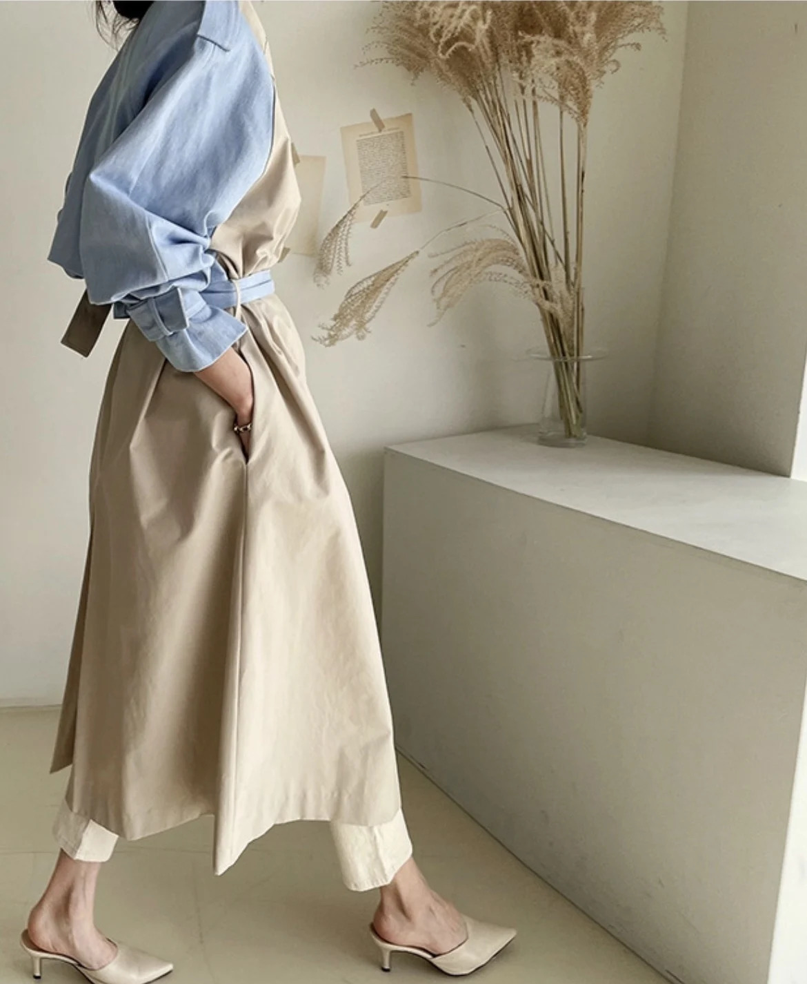 SuperAen French n Patchwork Fashion Long Windbreaker Jacket Turn Down Collar Full A Line Belt Trench Coat for Women 250809